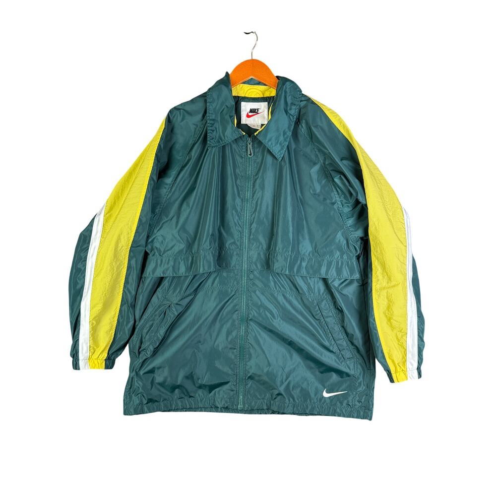 Nike Sportswear Windbreaker Nylon Jacket Vintage 90s Y2K Green Yellow Men Large